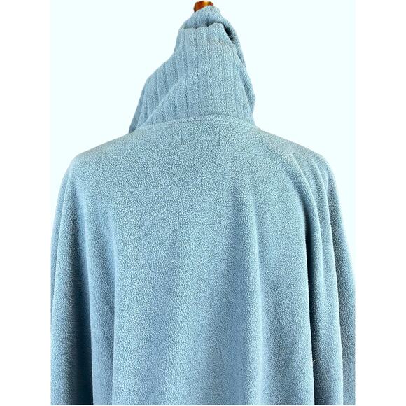 Le Moda Poncho Womens One Size Scarf Fleece Cape Jacket Blue Button Pockets - Picture 5 of 8